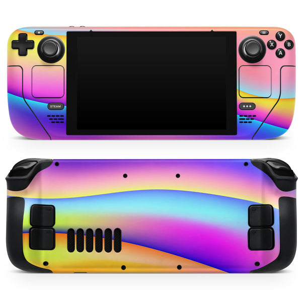 Abstract Neon Wave V1 // Full Body Skin Decal Wrap Kit for the Steam Deck handheld gaming computer