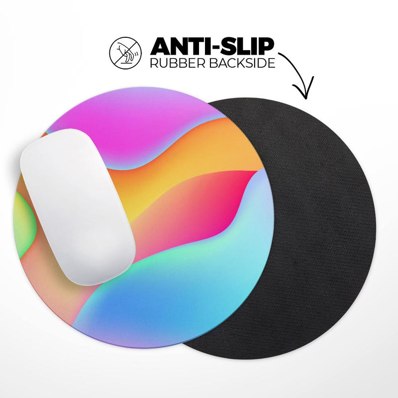 Abstract Neon Wave V2// WaterProof Rubber Foam Backed Anti-Slip Mouse Pad for Home Work Office or Gaming Computer Desk