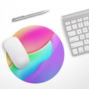 Abstract Neon Wave V3// WaterProof Rubber Foam Backed Anti-Slip Mouse Pad for Home Work Office or Gaming Computer Desk