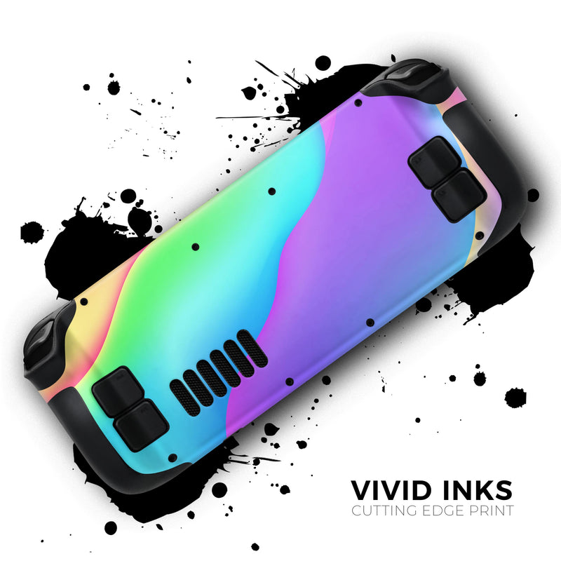 Abstract Neon Wave V3 // Full Body Skin Decal Wrap Kit for the Steam Deck handheld gaming computer