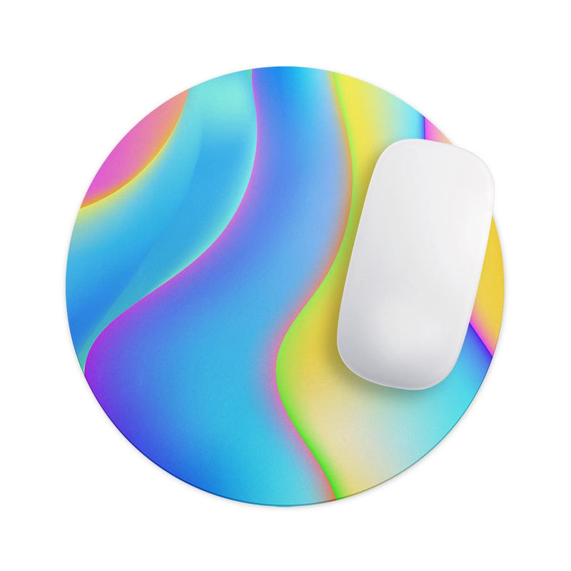 Abstract Neon Wave V7// WaterProof Rubber Foam Backed Anti-Slip Mouse Pad for Home Work Office or Gaming Computer Desk