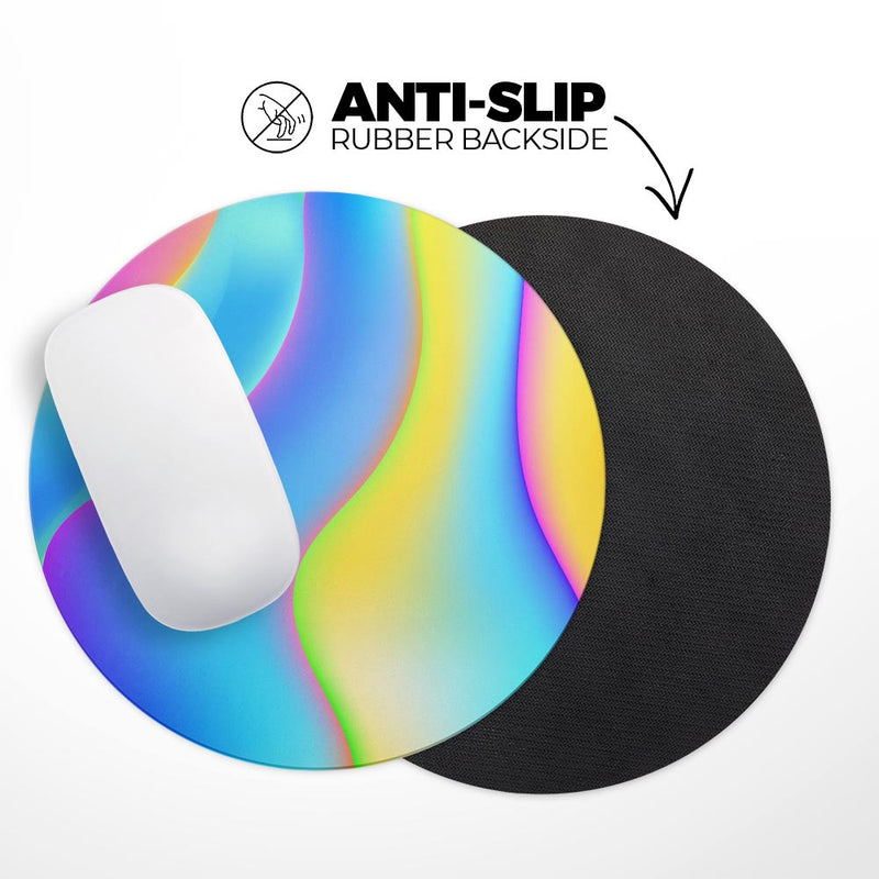 Abstract Neon Wave V7// WaterProof Rubber Foam Backed Anti-Slip Mouse Pad for Home Work Office or Gaming Computer Desk