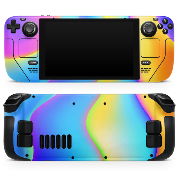 Abstract Neon Wave V7 // Full Body Skin Decal Wrap Kit for the Steam Deck handheld gaming computer