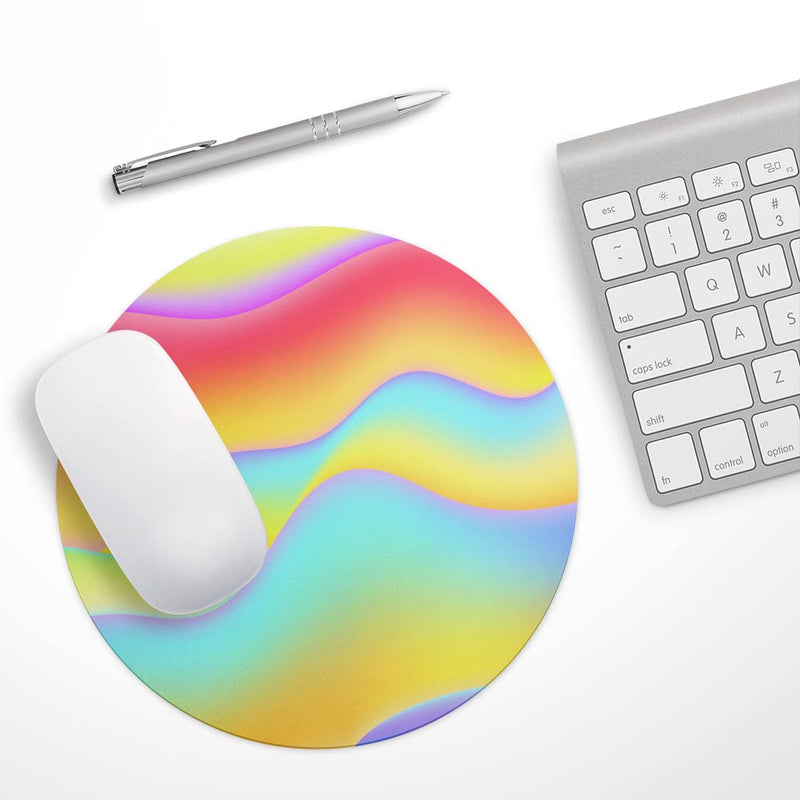 Abstract Neon Wave V8// WaterProof Rubber Foam Backed Anti-Slip Mouse Pad for Home Work Office or Gaming Computer Desk