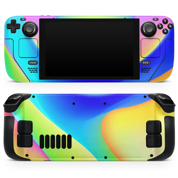 Abstract Neon Wave V9 // Full Body Skin Decal Wrap Kit for the Steam Deck handheld gaming computer