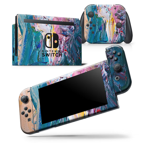 Abstract Oil Strokes - Skin Wrap Decal for Nintendo Switch Lite Console & Dock - 3DS XL - 2DS - Pro - DSi - Wii - Joy-Con Gaming Controller