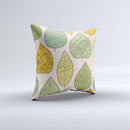 Abstract Pastel Lined-Leaves ink-Fuzed Decorative Throw Pillow