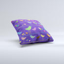 Abstract Pattern-Filled Birds Ink-Fuzed Decorative Throw Pillow