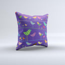 Abstract Pattern-Filled Birds Ink-Fuzed Decorative Throw Pillow