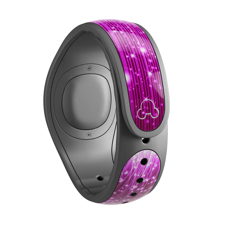 Abstract Pink Neon Rain Curtain - Decal Skin Wrap Kit for the Disney Magic Band