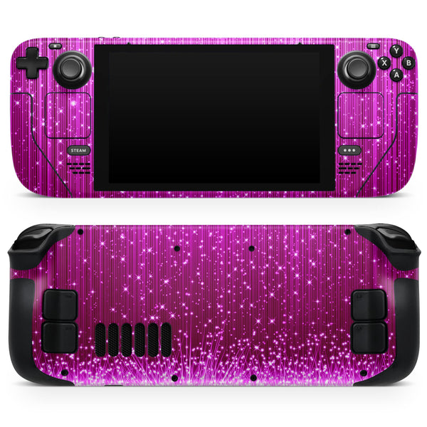 Abstract Pink Neon Rain Curtain // Full Body Skin Decal Wrap Kit for the Steam Deck handheld gaming computer