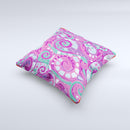 Abstract Pink Purple Vector Swirled Pattern Ink-Fuzed Decorative Throw Pillow