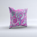 Abstract Pink Purple Vector Swirled Pattern Ink-Fuzed Decorative Throw Pillow