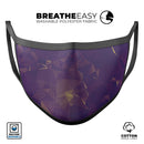 Abstract Purple and Gold Geometric Shapes - Made in USA Mouth Cover Unisex Anti-Dust Cotton Blend Reusable & Washable Face Mask with Adjustable Sizing for Adult or Child