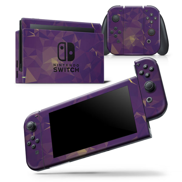 Abstract Purple and Gold Geometric Shapes - Skin Wrap Decal for Nintendo Switch Lite Console & Dock - 3DS XL - 2DS - Pro - DSi - Wii - Joy-Con Gaming Controller