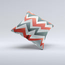 Abstract Red, Grey and White ZigZag Pattern ink-Fuzed Decorative Throw Pillow