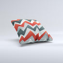 Abstract Red, Grey and White ZigZag Pattern ink-Fuzed Decorative Throw Pillow