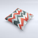 Abstract Red, Grey and White ZigZag Pattern ink-Fuzed Decorative Throw Pillow
