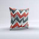 Abstract Red, Grey and White ZigZag Pattern ink-Fuzed Decorative Throw Pillow