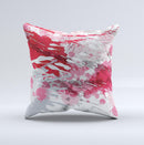 Abstract Red, Pink and White Paint Splatter ink-Fuzed Decorative Throw Pillow