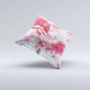 Abstract Red, Pink and White Paint Splatter ink-Fuzed Decorative Throw Pillow