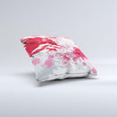 Abstract Red, Pink and White Paint Splatter ink-Fuzed Decorative Throw Pillow