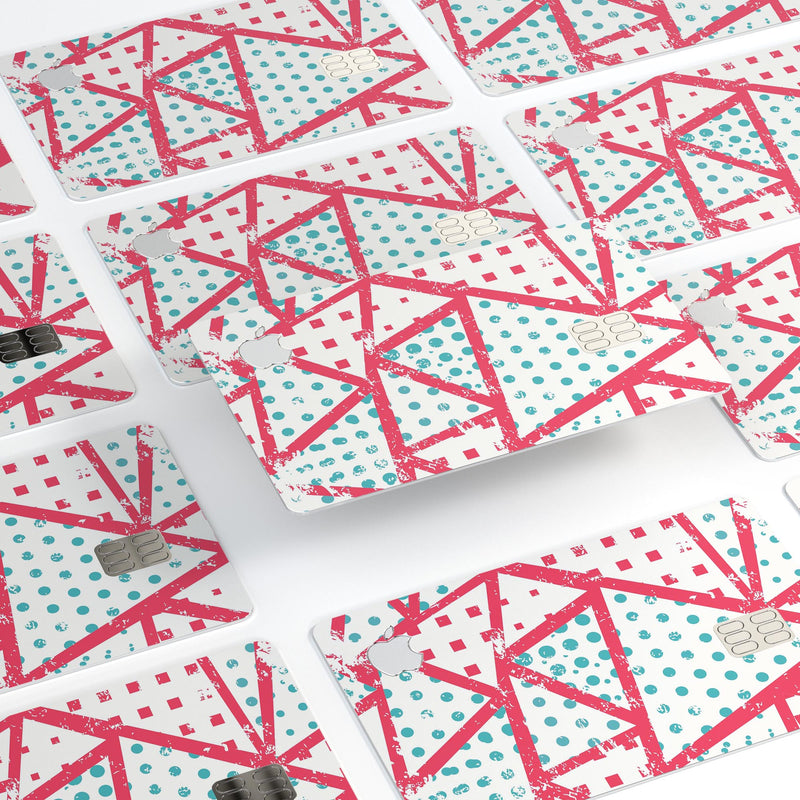 Abstract Red and Teal Overlaps - Premium Protective Decal Skin-Kit for the Apple Credit Card