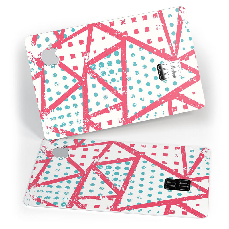 Abstract Red and Teal Overlaps - Premium Protective Decal Skin-Kit for the Apple Credit Card