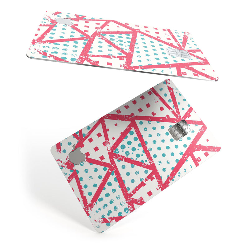 Abstract Red and Teal Overlaps - Premium Protective Decal Skin-Kit for the Apple Credit Card