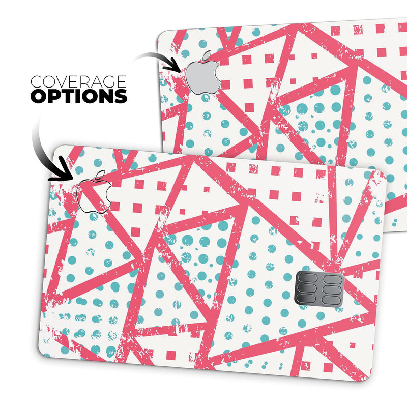 Abstract Red and Teal Overlaps - Premium Protective Decal Skin-Kit for the Apple Credit Card