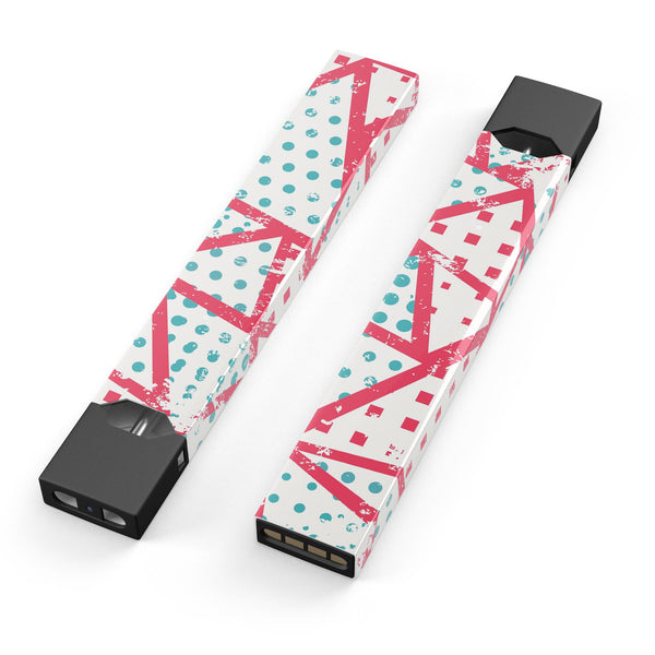 Abstract Red and Teal Overlaps - Premium Decal Protective Skin-Wrap Sticker compatible with the Juul Labs vaping device