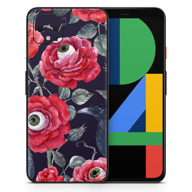 Abstract Roses with Eyes - Full Body Skin Decal Wrap Kit for Google Pixel