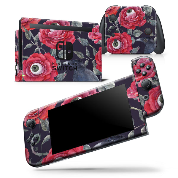 Abstract Roses with Eyes - Skin Wrap Decal for Nintendo Switch Lite Console & Dock - 3DS XL - 2DS - Pro - DSi - Wii - Joy-Con Gaming Controller