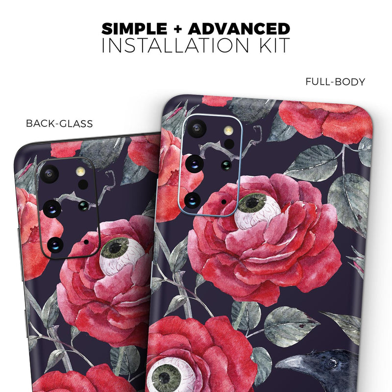 Abstract Roses with Eyes - Full Body Skin Decal Wrap Kit for Samsung Galaxy Phones