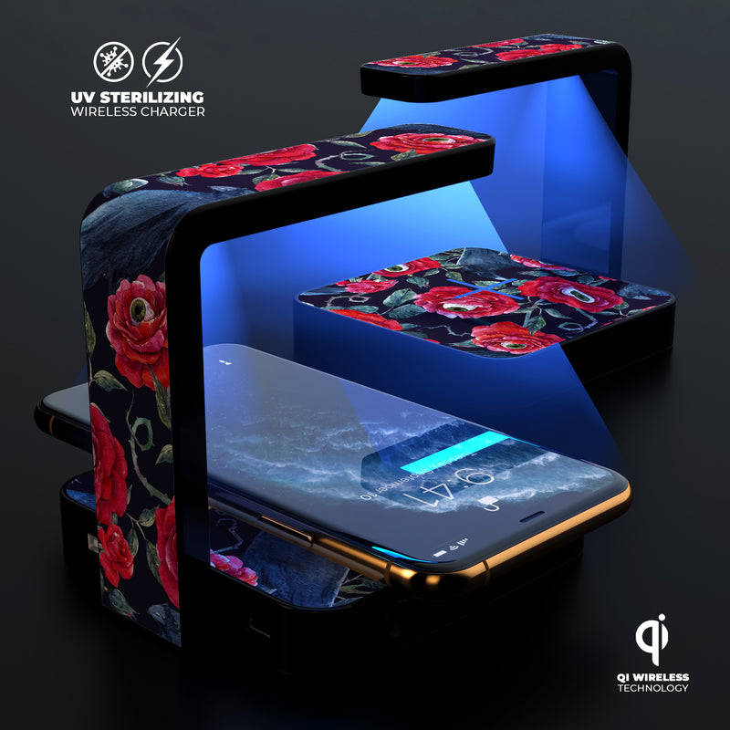 Abstract Roses with Eyes UV Germicidal Sanitizing Sterilizing Wireless Smart Phone Screen Cleaner + Charging Station