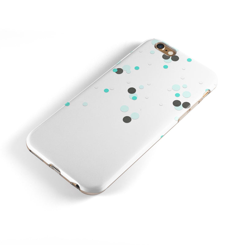 Abstract Scattered Black and Teal Dots iPhone 6/6s or 6/6s Plus 2-Piece Hybrid INK-Fuzed Case