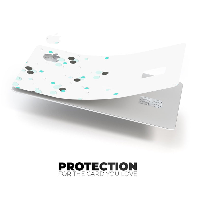 Abstract Scattered Black and Teal Dots - Premium Protective Decal Skin-Kit for the Apple Credit Card