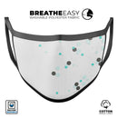 Abstract Scattered Black and Teal Dots - Made in USA Mouth Cover Unisex Anti-Dust Cotton Blend Reusable & Washable Face Mask with Adjustable Sizing for Adult or Child
