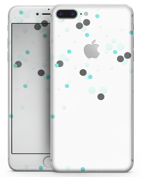 Abstract Scattered Black and Teal Dots - Skin-kit for the iPhone 8 or 8 Plus