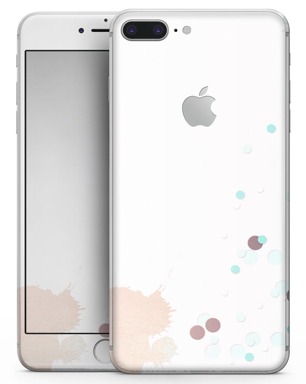 Abstract Scattered Teal Dots with Paint Spill - Skin-kit for the iPhone 8 or 8 Plus