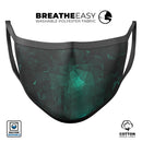 Abstract Teal Geometric Shapes - Made in USA Mouth Cover Unisex Anti-Dust Cotton Blend Reusable & Washable Face Mask with Adjustable Sizing for Adult or Child