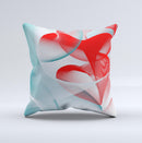 Abstract Teal & Red Love Connect ink-Fuzed Decorative Throw Pillow