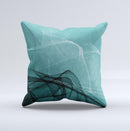 Abstract Teal and Black Curves ink-Fuzed Decorative Throw Pillow