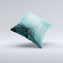 Abstract Teal and Black Curves ink-Fuzed Decorative Throw Pillow