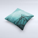 Abstract Teal and Black Curves ink-Fuzed Decorative Throw Pillow