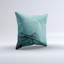 Abstract Teal and Black Curves ink-Fuzed Decorative Throw Pillow