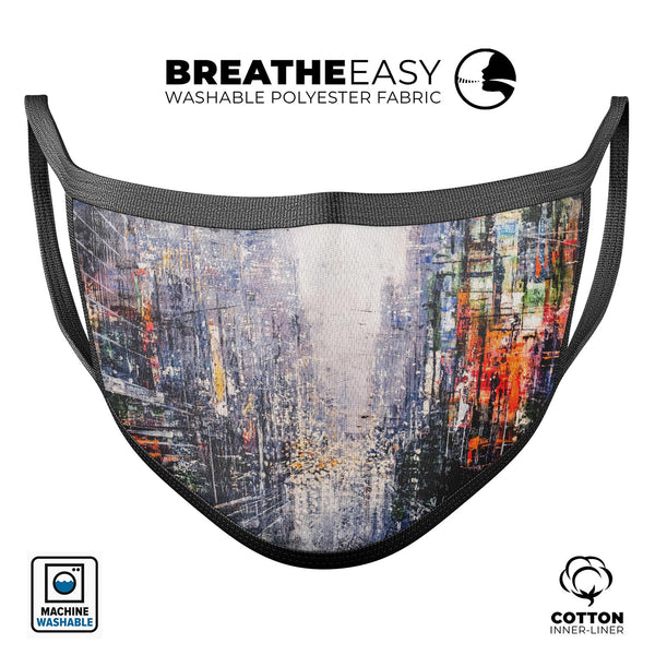 Abstract Times Square - Made in USA Mouth Cover Unisex Anti-Dust Cotton Blend Reusable & Washable Face Mask with Adjustable Sizing for Adult or Child