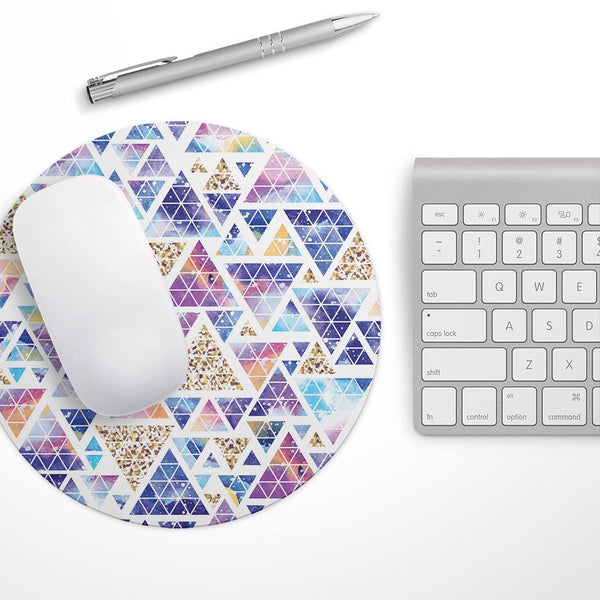 Abstract Triangular Watercolor Shapes// WaterProof Rubber Foam Backed Anti-Slip Mouse Pad for Home Work Office or Gaming Computer Desk