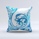Abstract Vibrant Blue Swirled Ink-Fuzed Decorative Throw Pillow