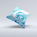 Abstract Vibrant Blue Swirled Ink-Fuzed Decorative Throw Pillow